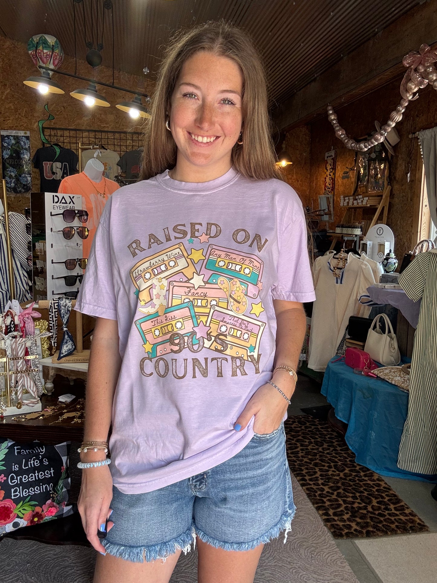 Raised On 90's Country Orchid Graphic Tee