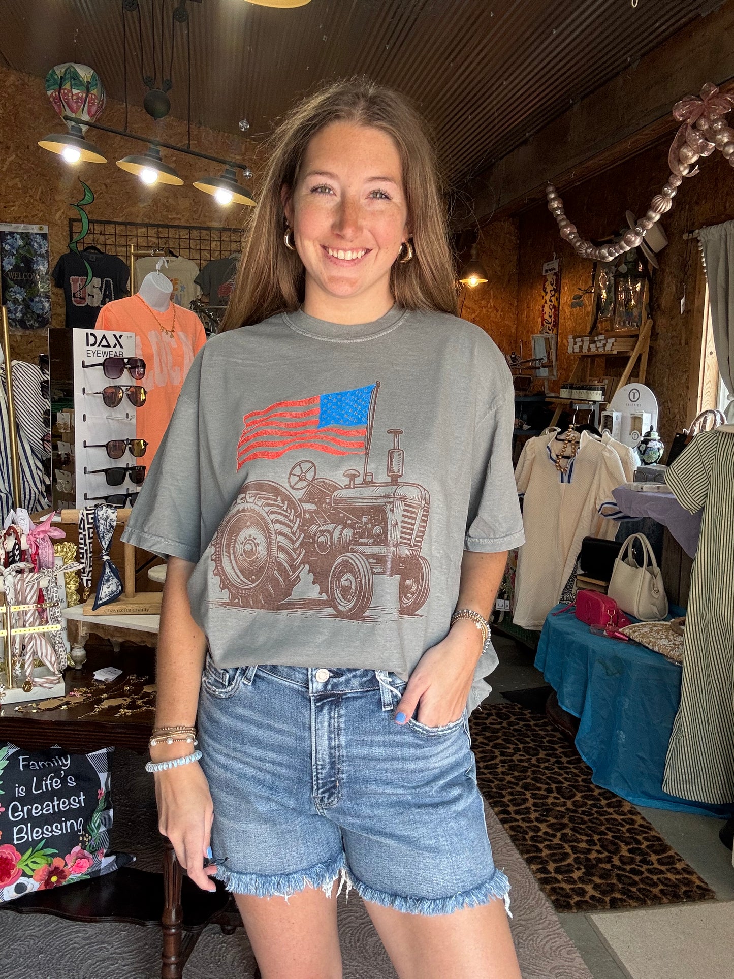Tractor Graphic Tee on Gray