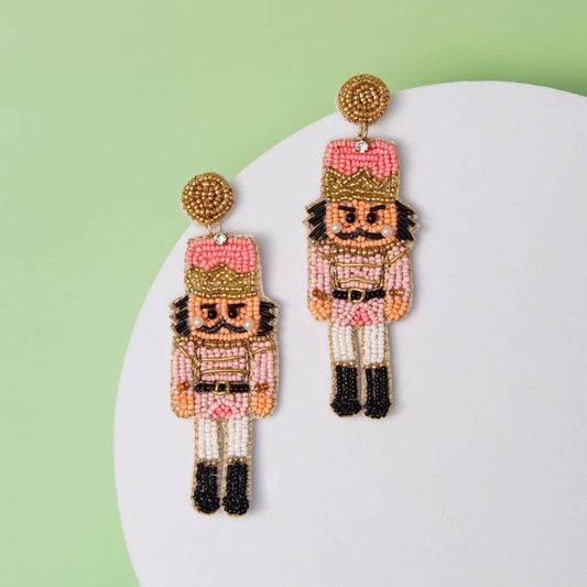 Nutcracker Seed Beaded Dangle Earrings