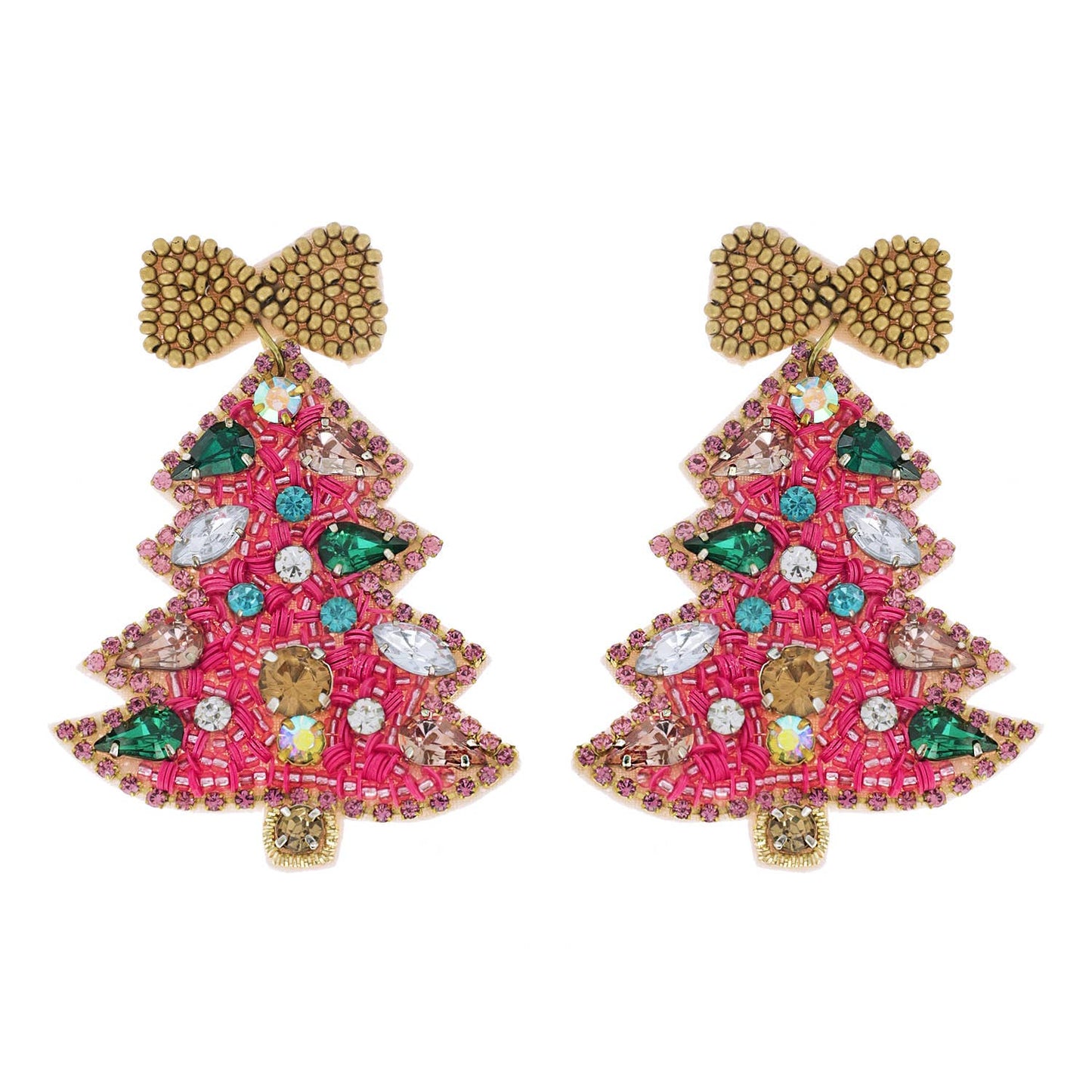 Christmas Tree Beaded Earrings