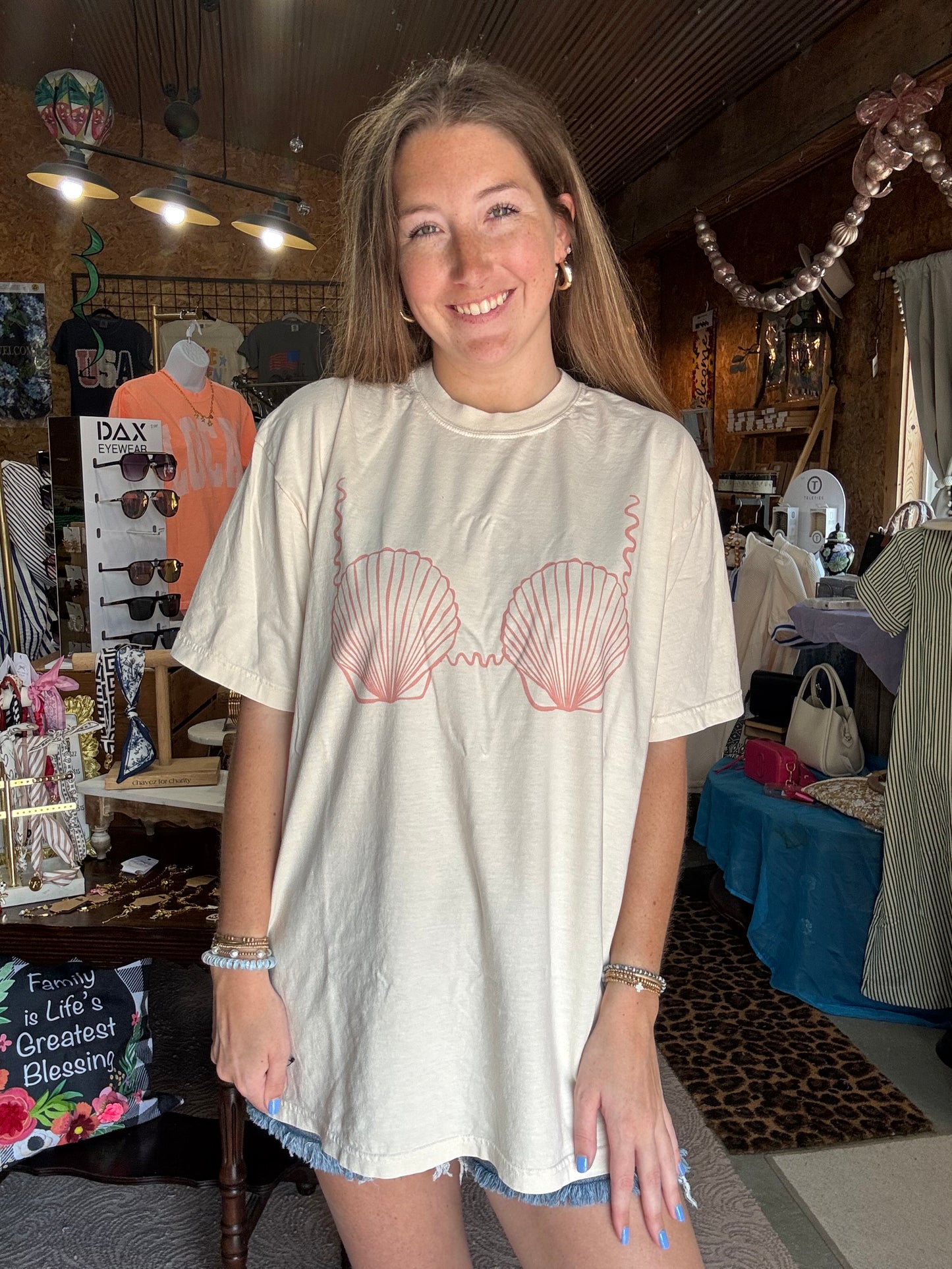 Seashell Bikini Graphic Tee on Ivory