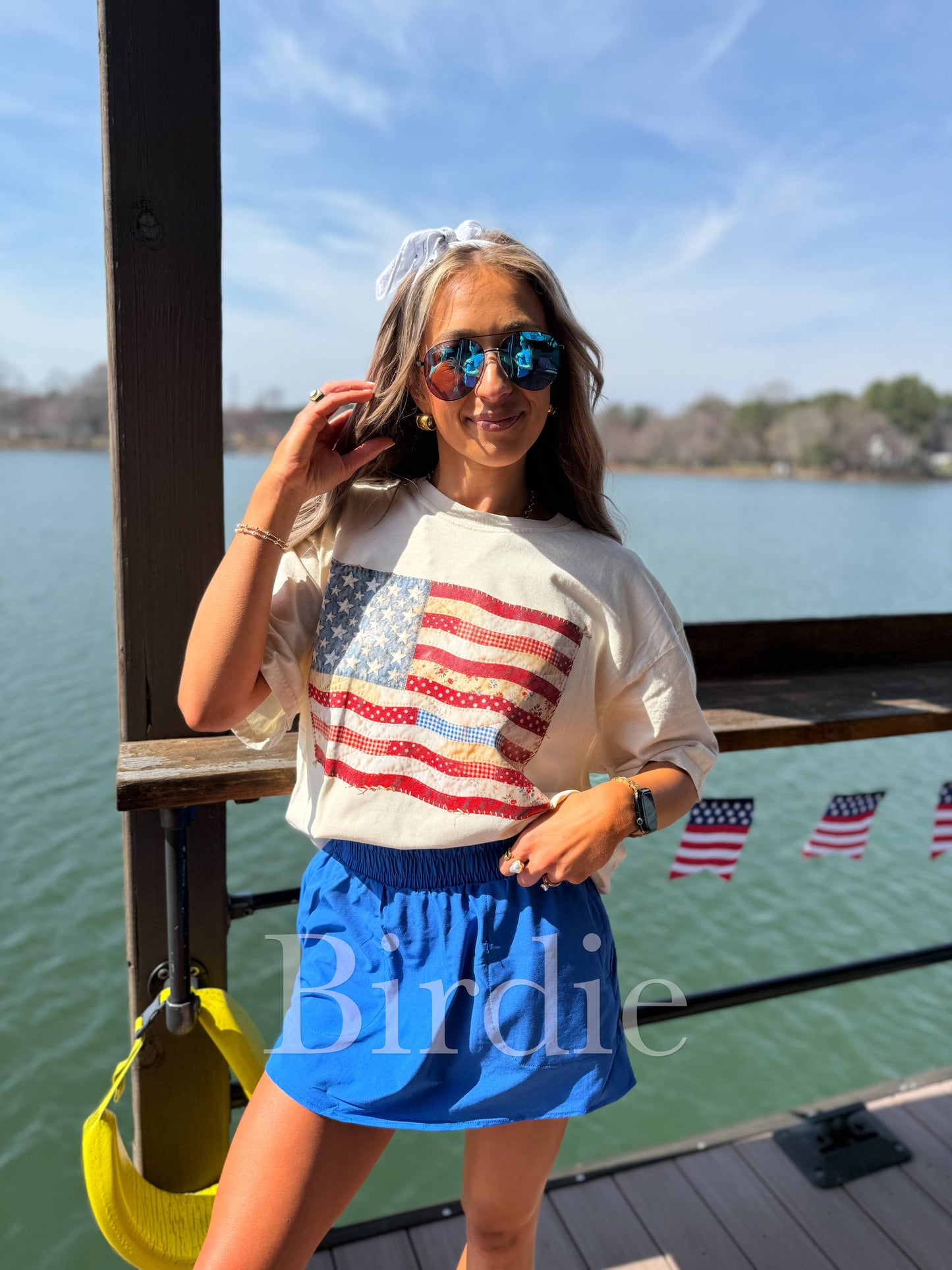 Patchwork Flag Graphic Tee on Ivory