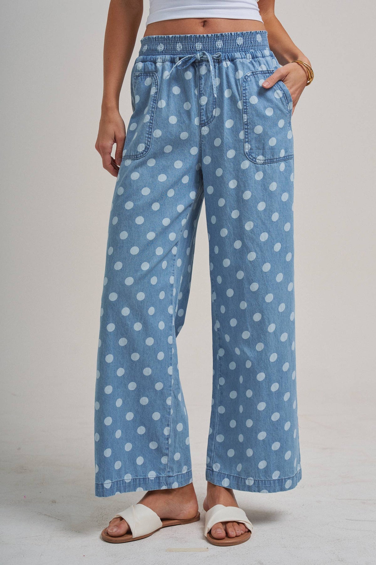 RELAXED WIDE LEG SOFT POLKA DOT CHAMBRAY PANTS_JLB80023-02