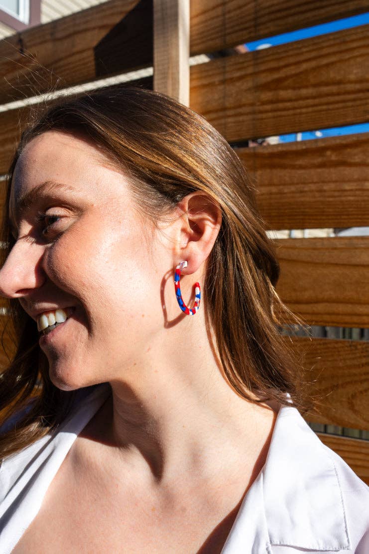 Camy Hoops - Red, White & Blue // Jewelry, Earrings, 4th of July