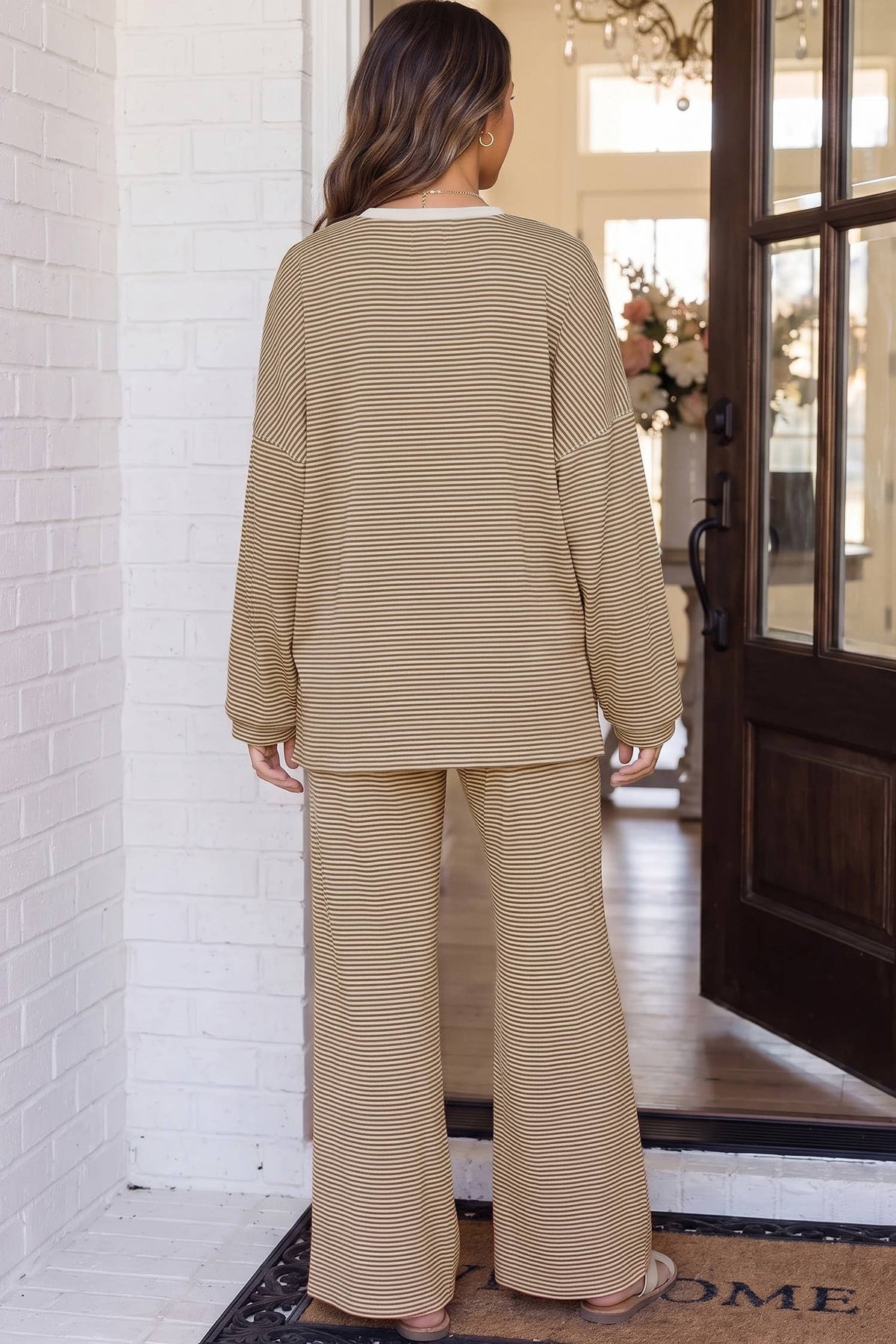 LAS Striped Oversize 2pcs Casual Shift Lounge Set (S-XL)