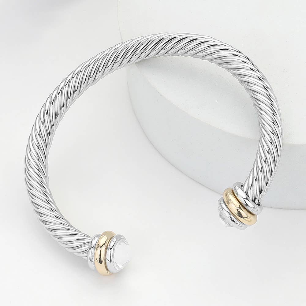 Stone Tip Twisted Rope Cuff Bracelet