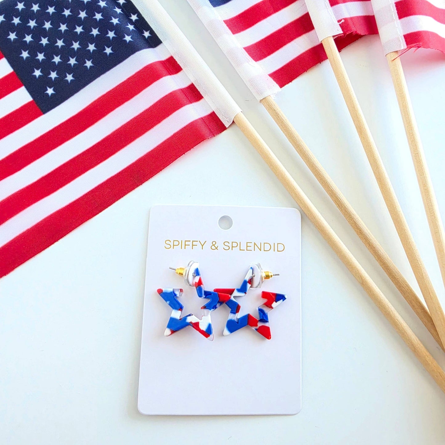Mini Star Hoops - Red, White & Blue
