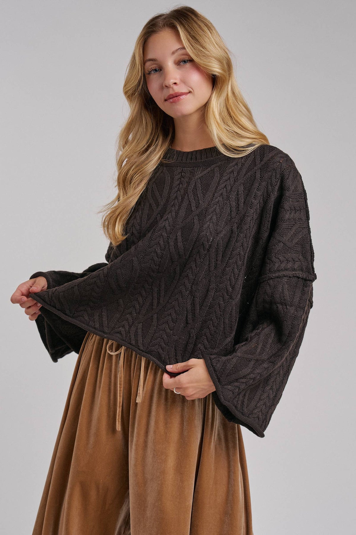 OVERSIZED CABLE KNIT CASUAL BOHO FALL SWEATERTOP_JLT00437-01
