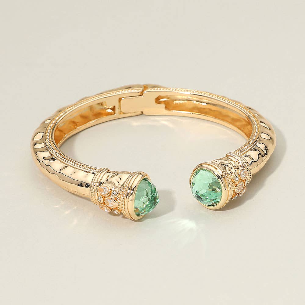 Stone Tip Accent Hinged Cuff Bracelet