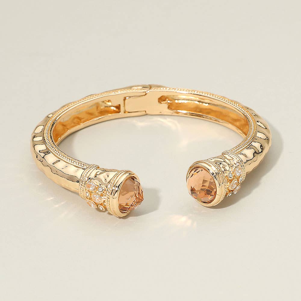Stone Tip Accent Hinged Cuff Bracelet