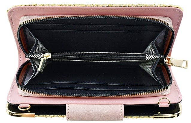 ST041 Lexi Straw Turn Lock Crossbody Wallet