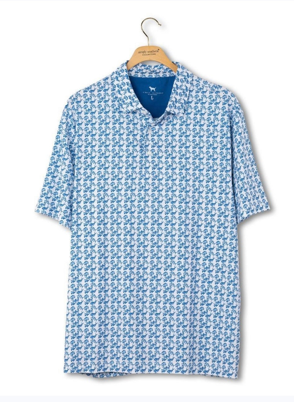 Men’s Blue Water-dude Polo