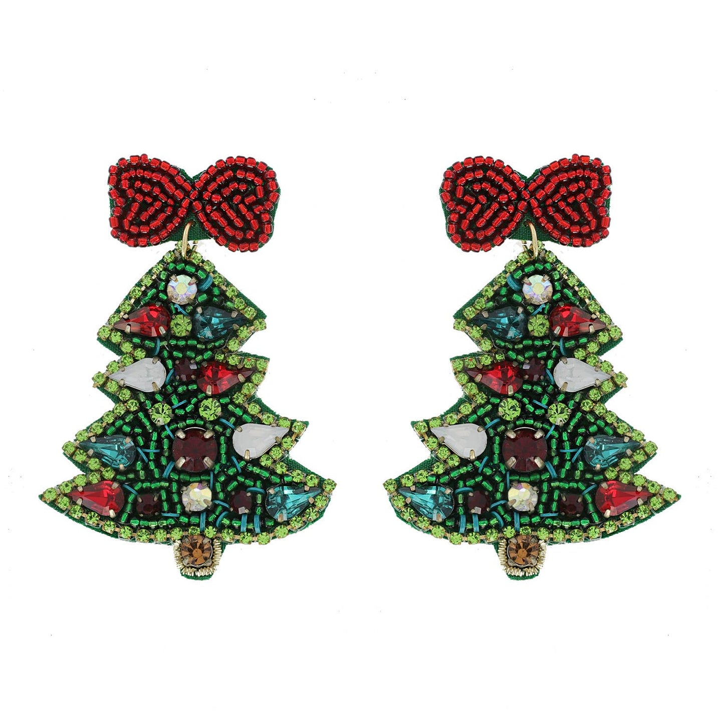 Christmas Tree Beaded Earrings