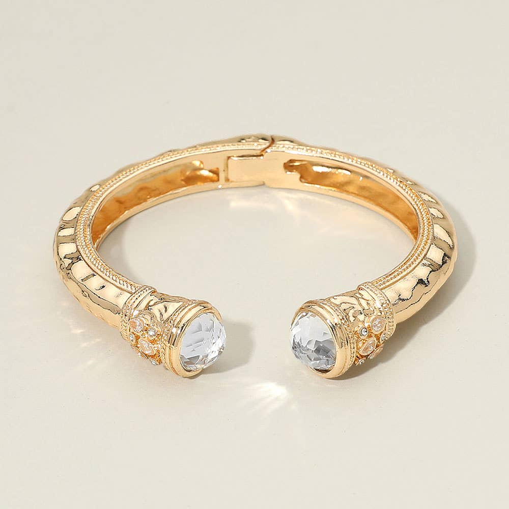 Stone Tip Accent Hinged Cuff Bracelet