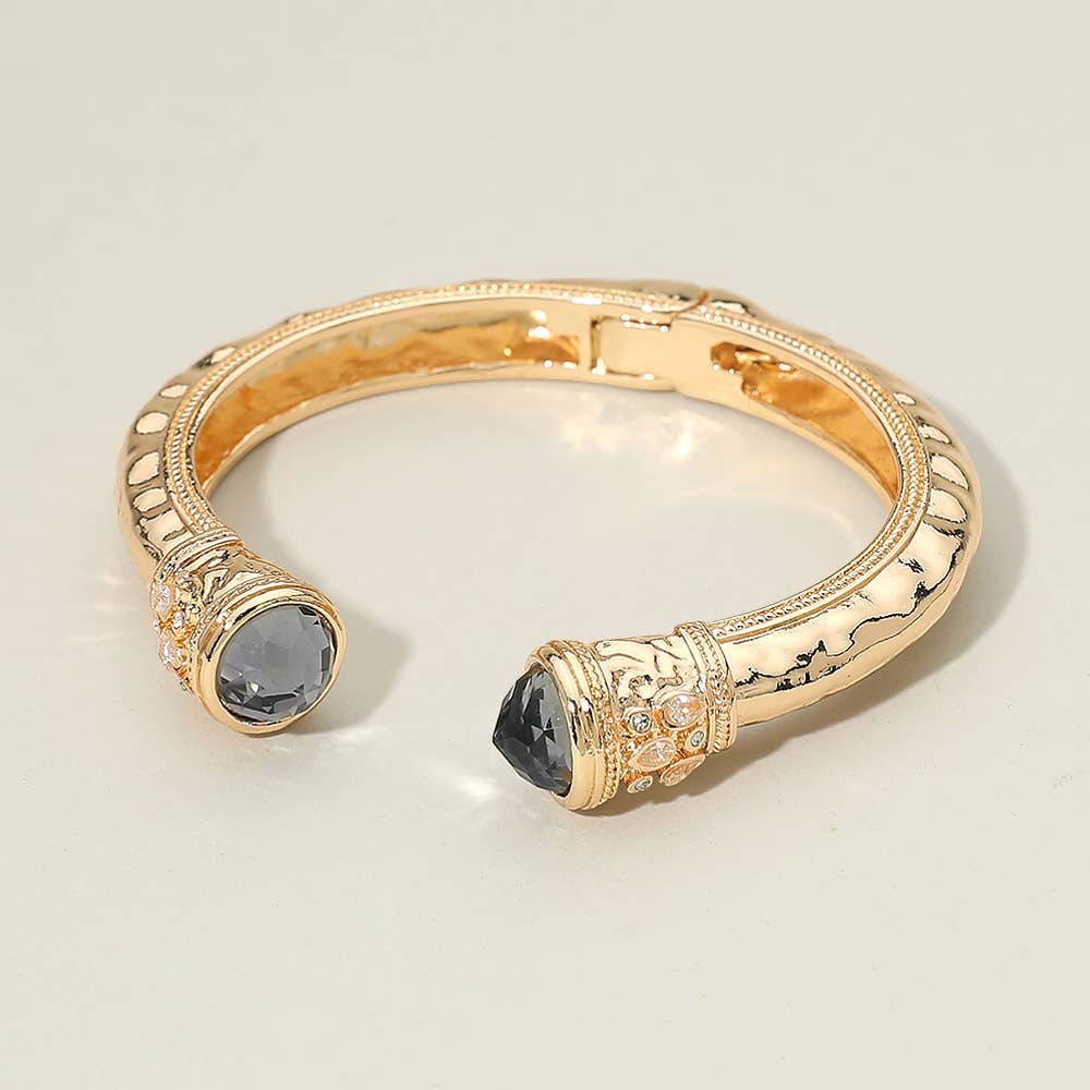 Stone Tip Accent Hinged Cuff Bracelet