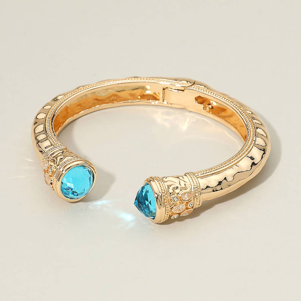 Stone Tip Accent Hinged Cuff Bracelet