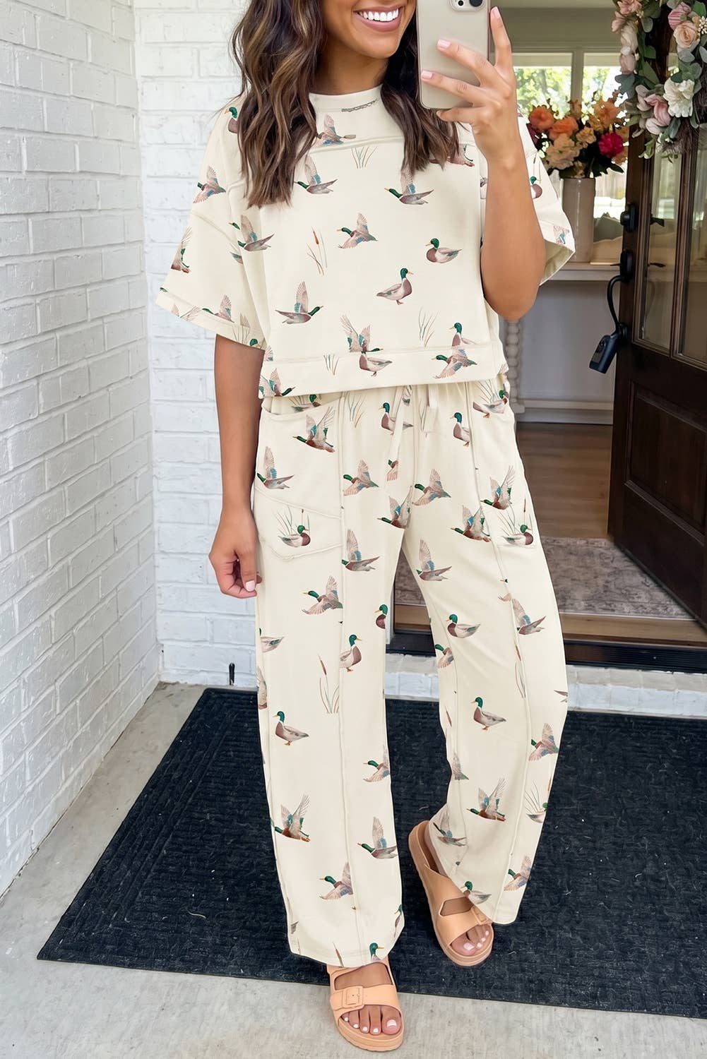 LAS Mallard Cropped Tee Drawstring Pants Set (S-XL)