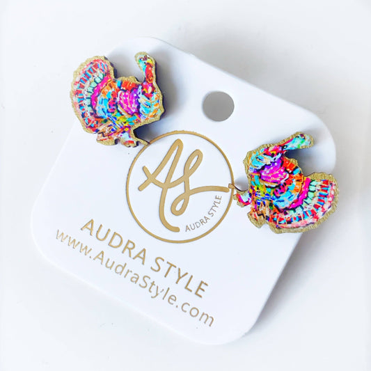 Turkey Stud Fall Thanksgiving Statement Earring