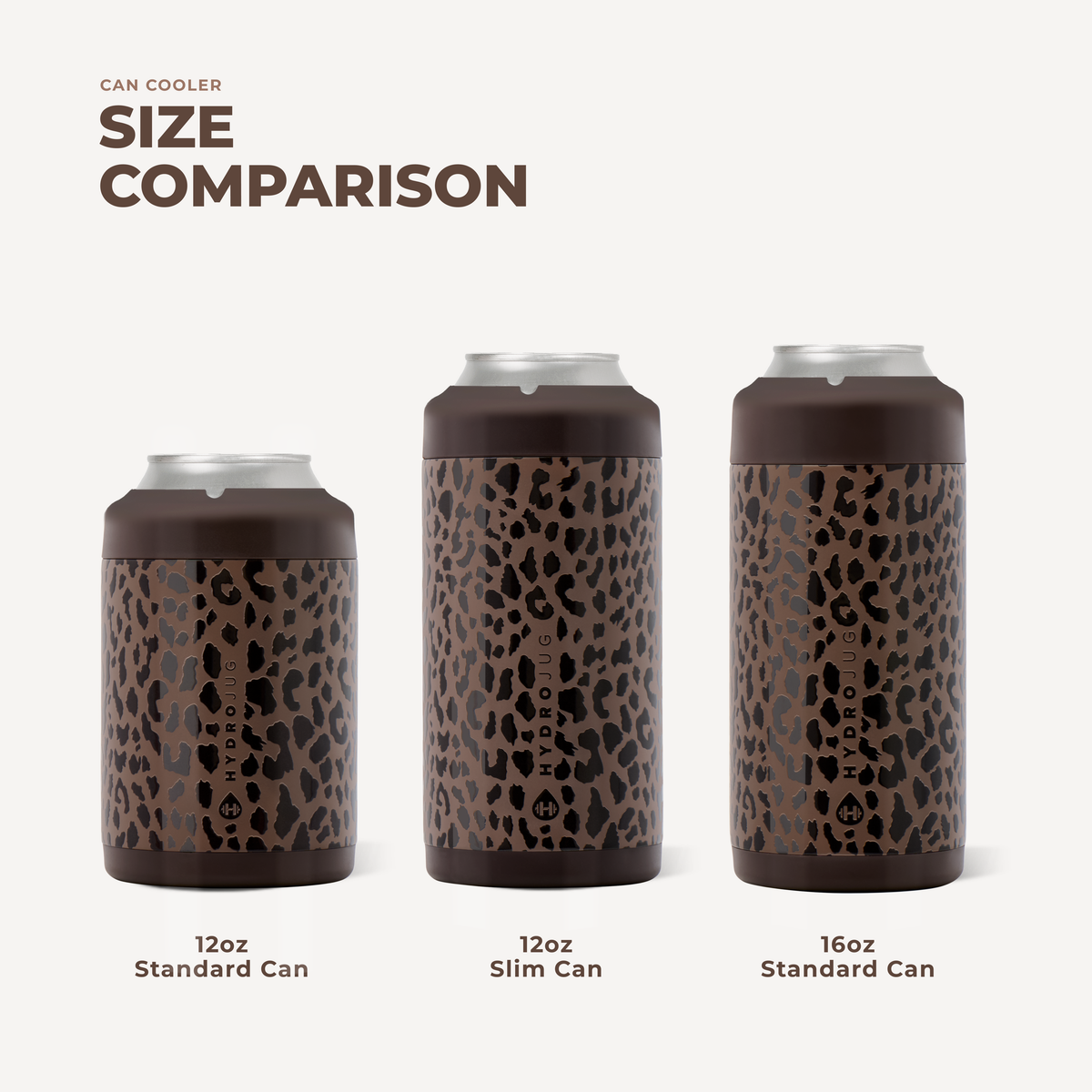 Brown Leopard HydroJug 12 oz Slim Can Cooler
