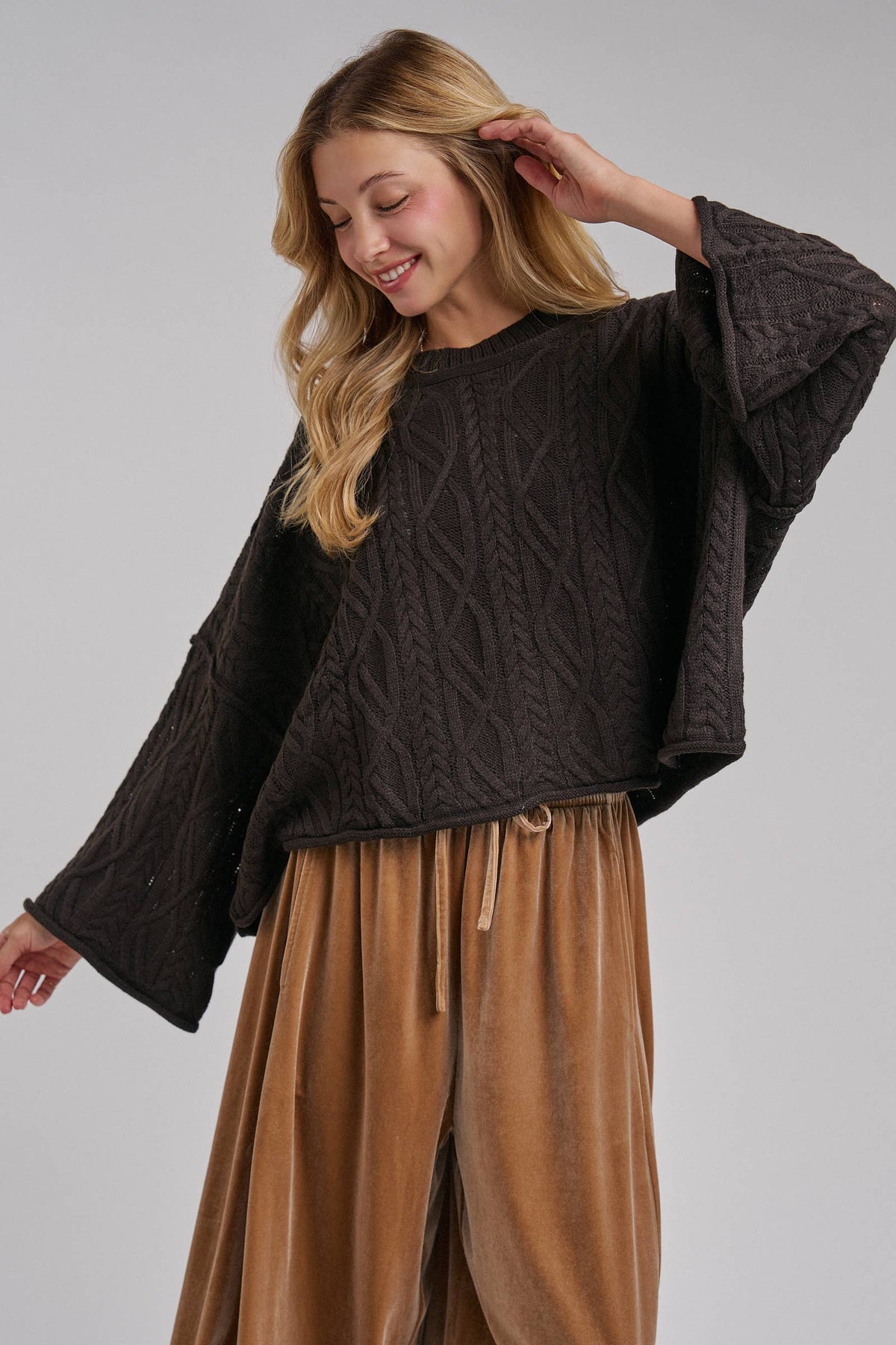 OVERSIZED CABLE KNIT CASUAL BOHO FALL SWEATERTOP_JLT00437-01