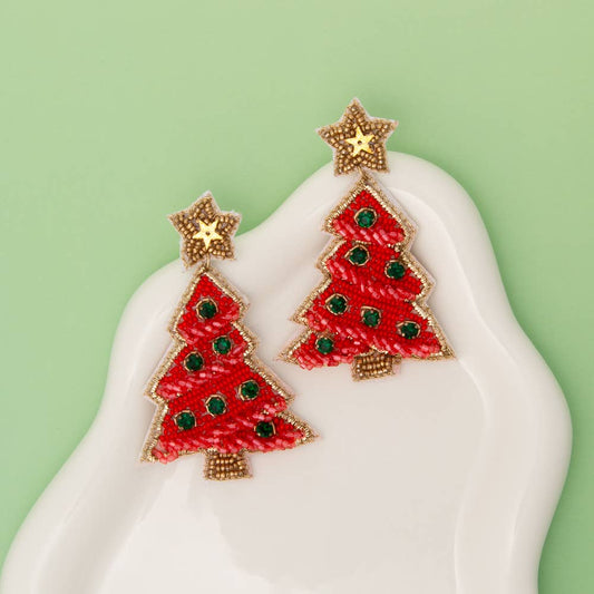 CHRISTMAS TREE STAR TOPPER POST EARRINGS