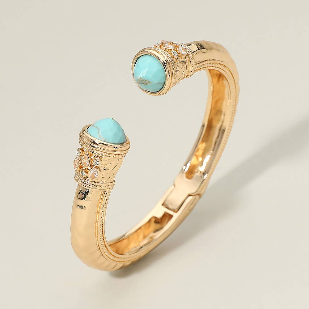 Stone Tip Accent Hinged Cuff Bracelet