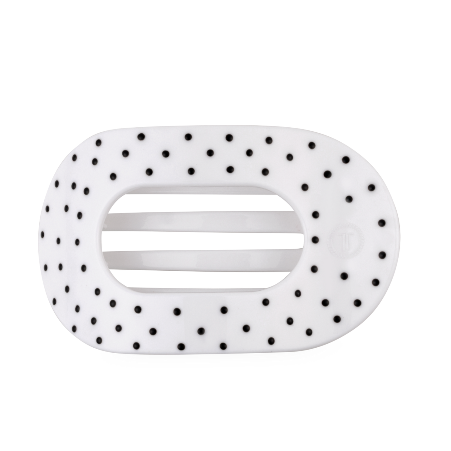 White Polka Dot Party Large Flat Round Hair Clip