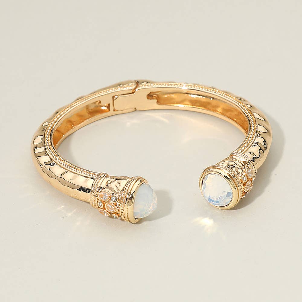 Stone Tip Accent Hinged Cuff Bracelet