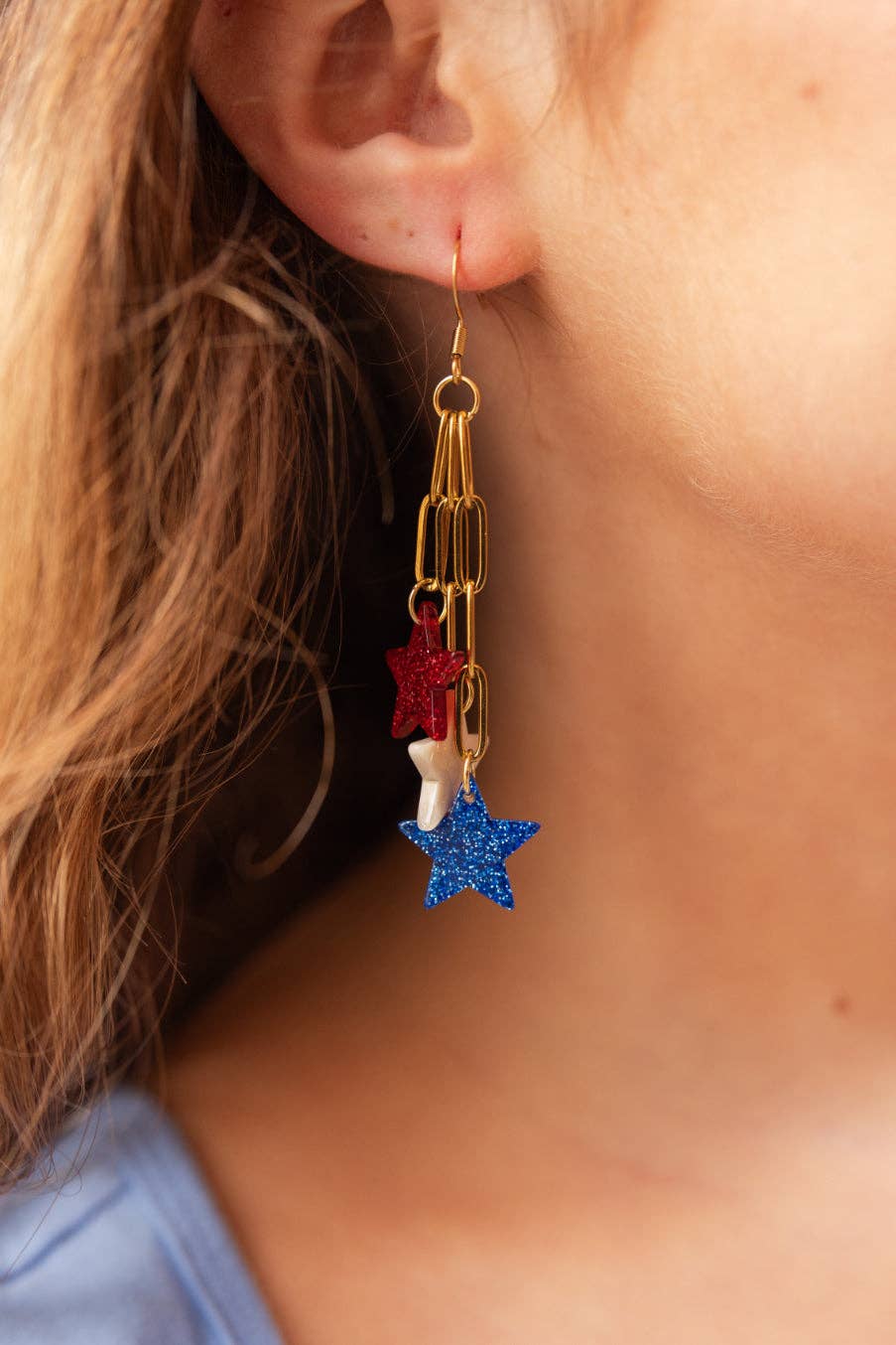 Firework Star Earrings - Red, White & Blue