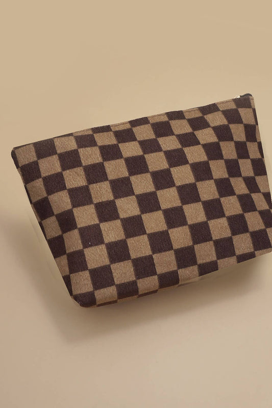 CHECKER MAKEUP POUCH BAG