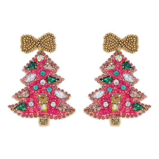 Christmas Tree Beaded Earrings