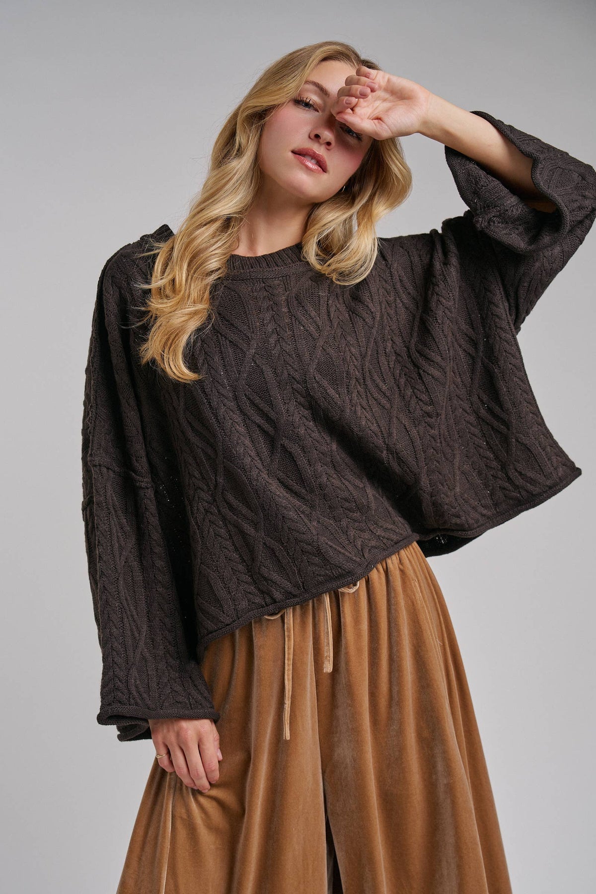 OVERSIZED CABLE KNIT CASUAL BOHO FALL SWEATERTOP_JLT00437-01