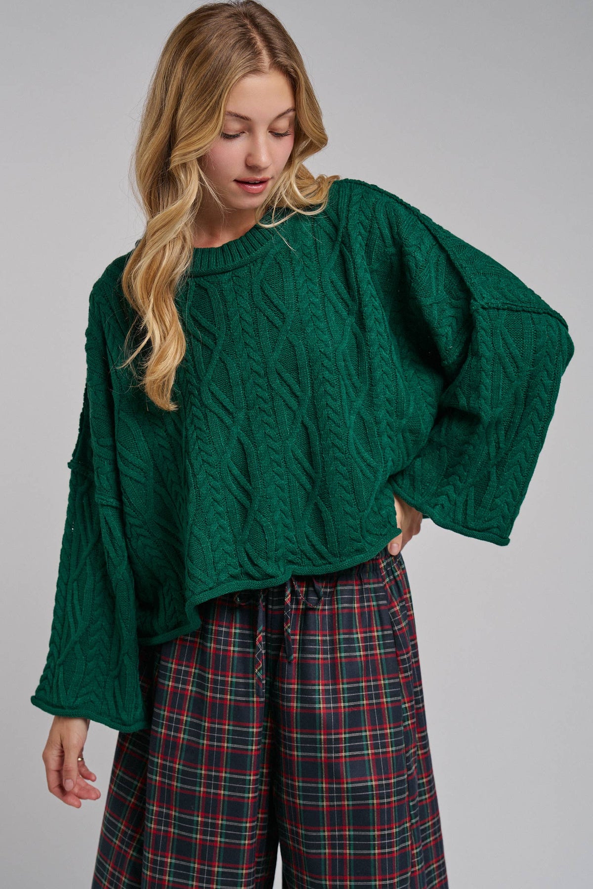 OVERSIZED CABLE KNIT CASUAL BOHO FALL SWEATERTOP_JLT00437-01