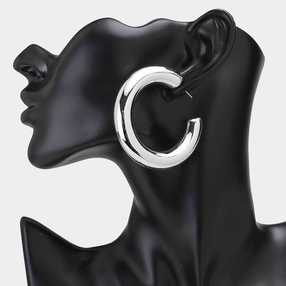 Modern Minimalist Thick Open Hoop Earrings