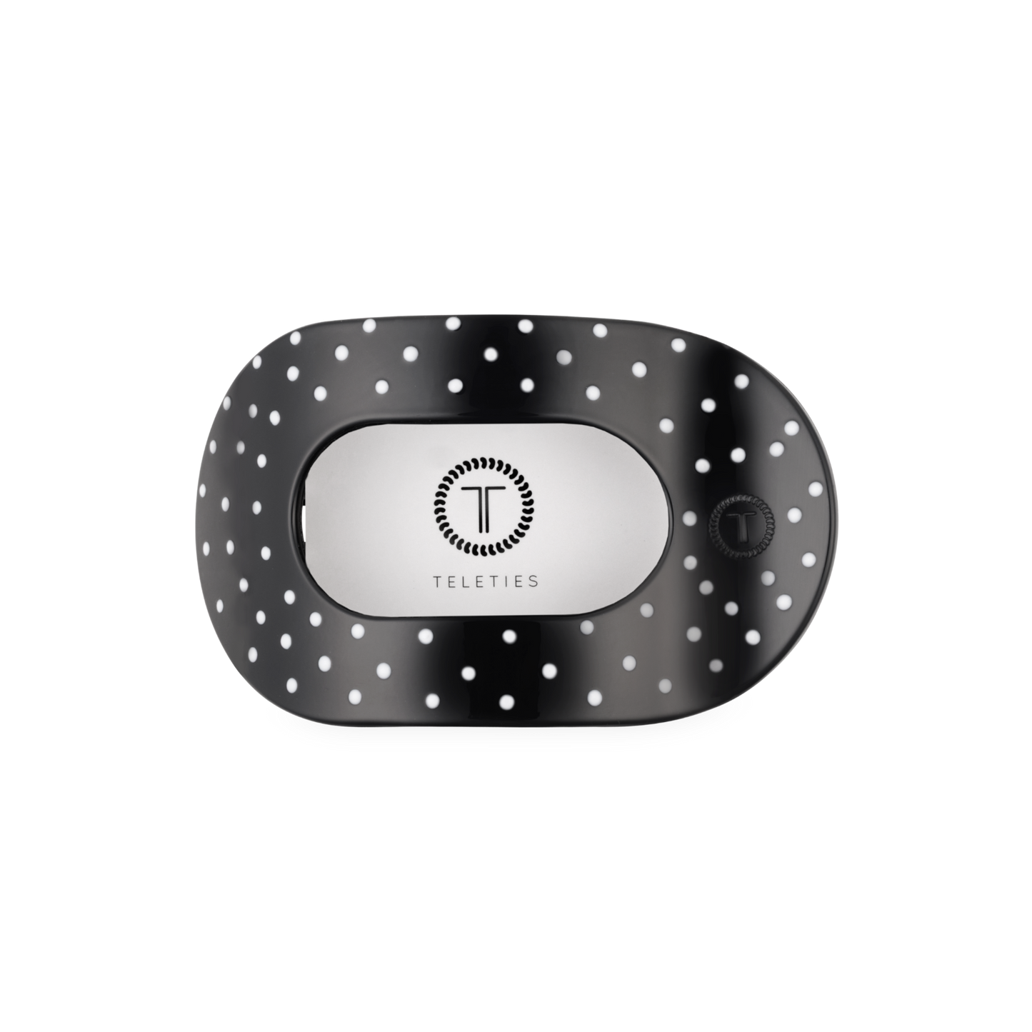 Black Polka Dot Party Medium Flat Round Hair Clip