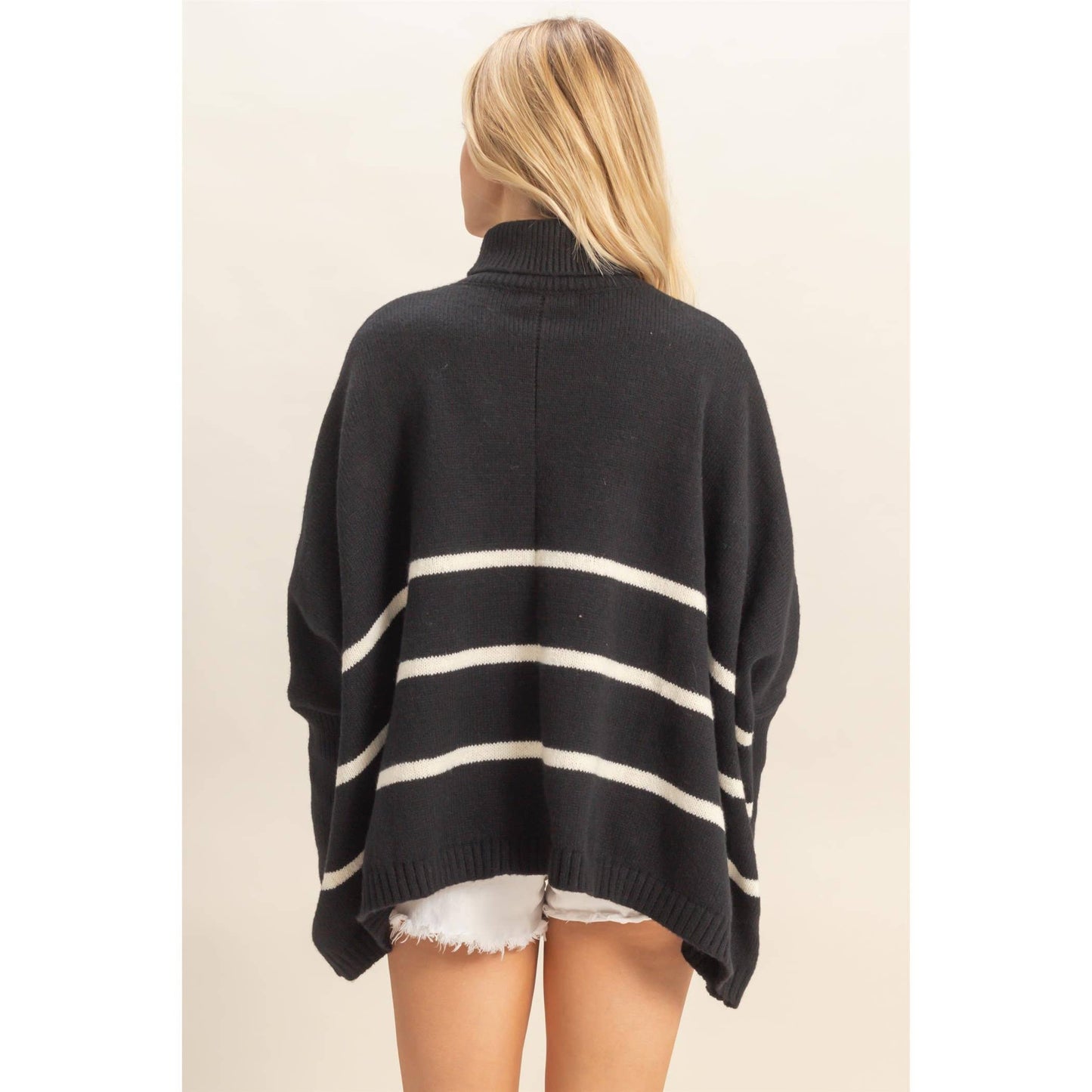 Striped Turtle Neck Oversized Sweater