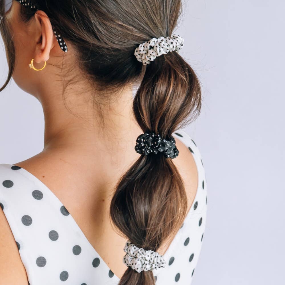 Polka Dot Party Small Silk Scrunchie