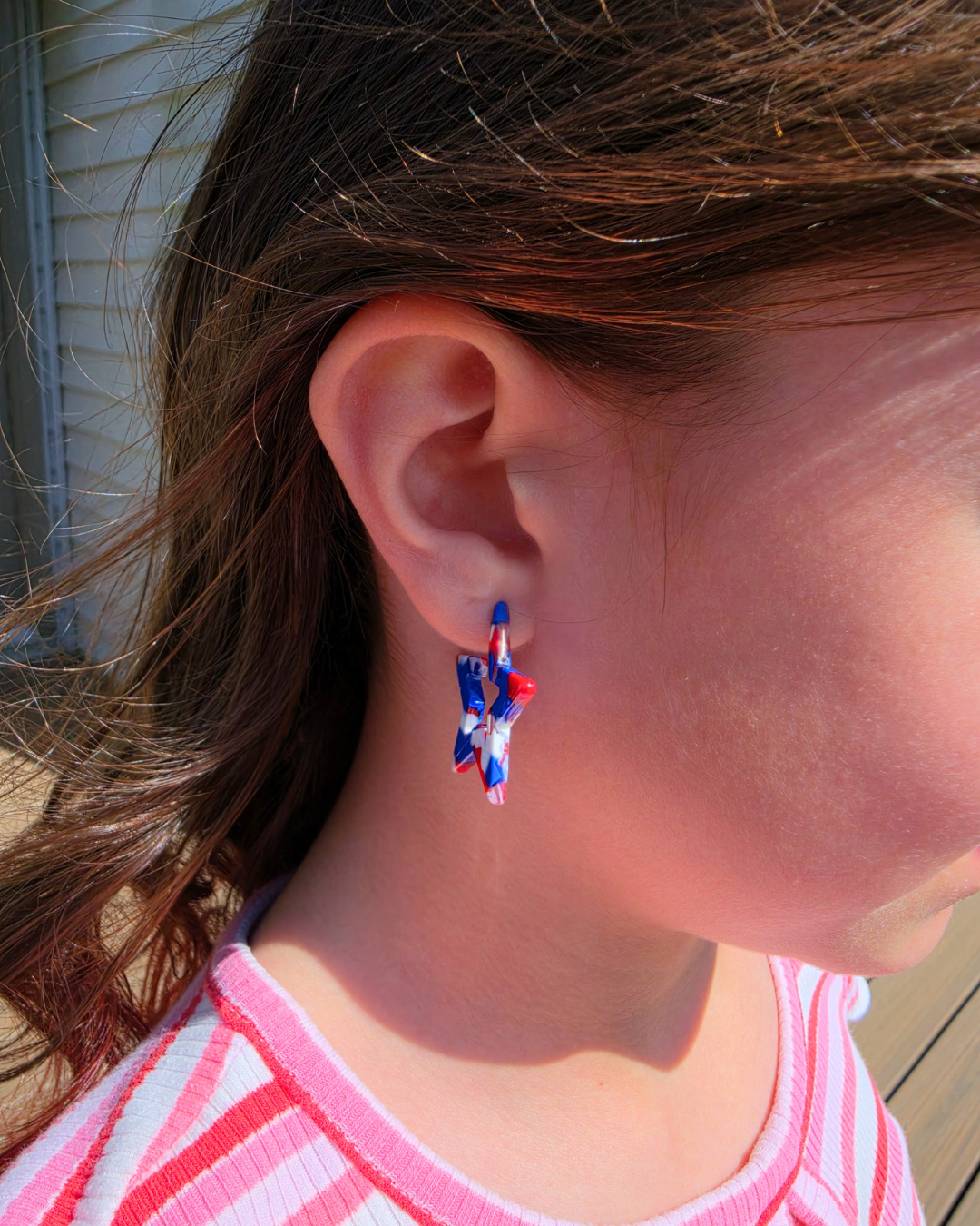 Mini Star Hoops - Red, White & Blue