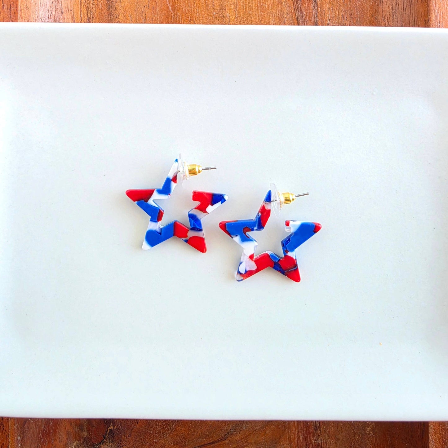 Mini Star Hoops - Red, White & Blue