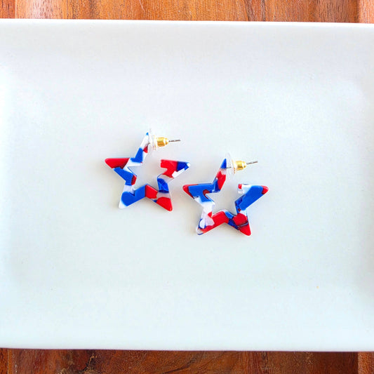 Mini Star Hoops - Red, White & Blue