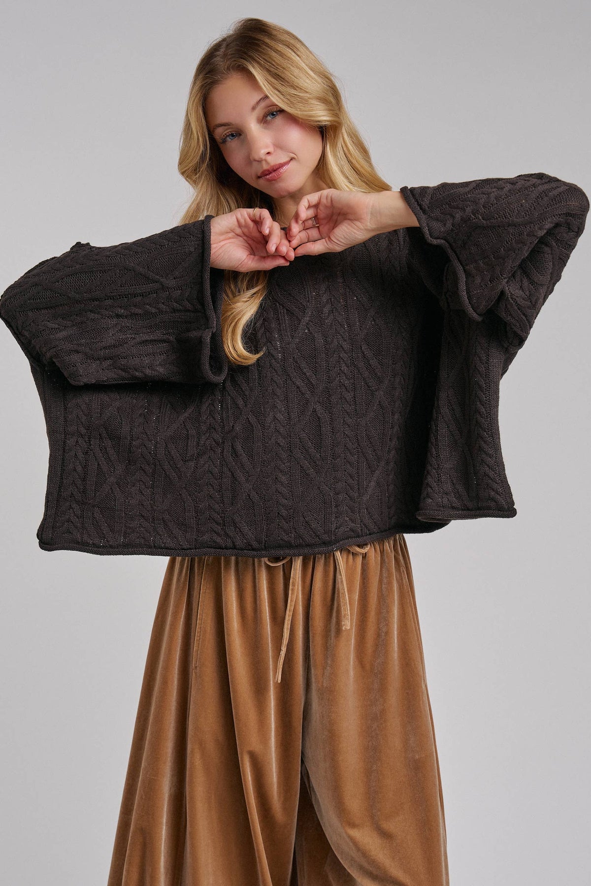 OVERSIZED CABLE KNIT CASUAL BOHO FALL SWEATERTOP_JLT00437-01