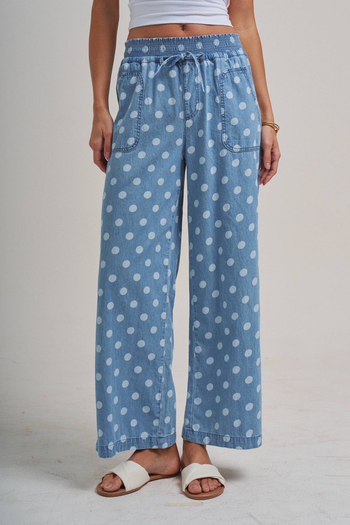 RELAXED WIDE LEG SOFT POLKA DOT CHAMBRAY PANTS_JLB80023-02