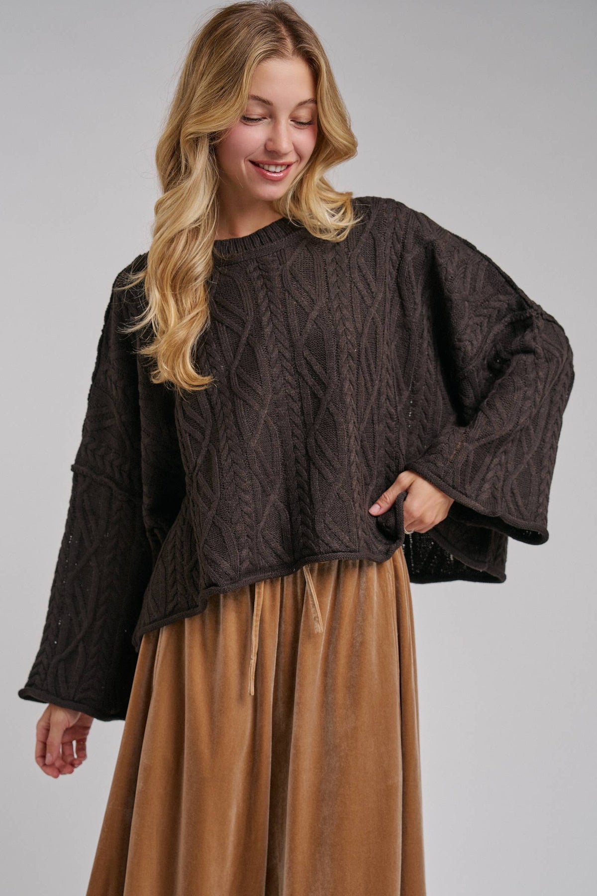 OVERSIZED CABLE KNIT CASUAL BOHO FALL SWEATERTOP_JLT00437-01