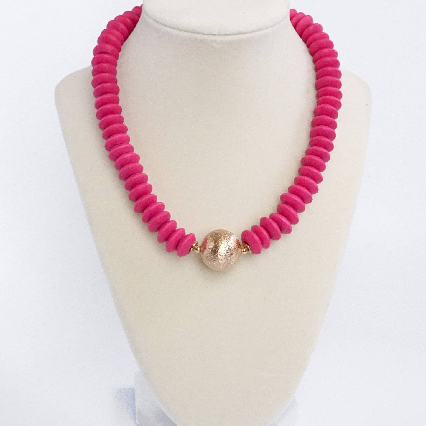 Wood Saucer Beaded Necklace