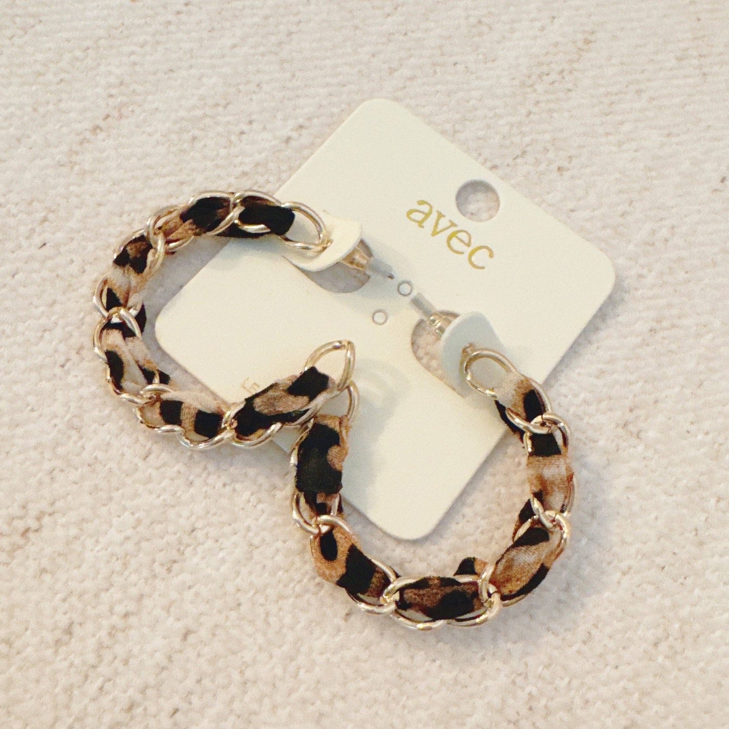 Leopard Scarf-Wrapped Chain Hoop Earrings