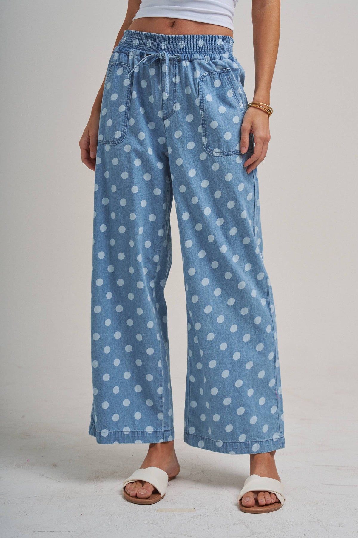 RELAXED WIDE LEG SOFT POLKA DOT CHAMBRAY PANTS_JLB80023-02