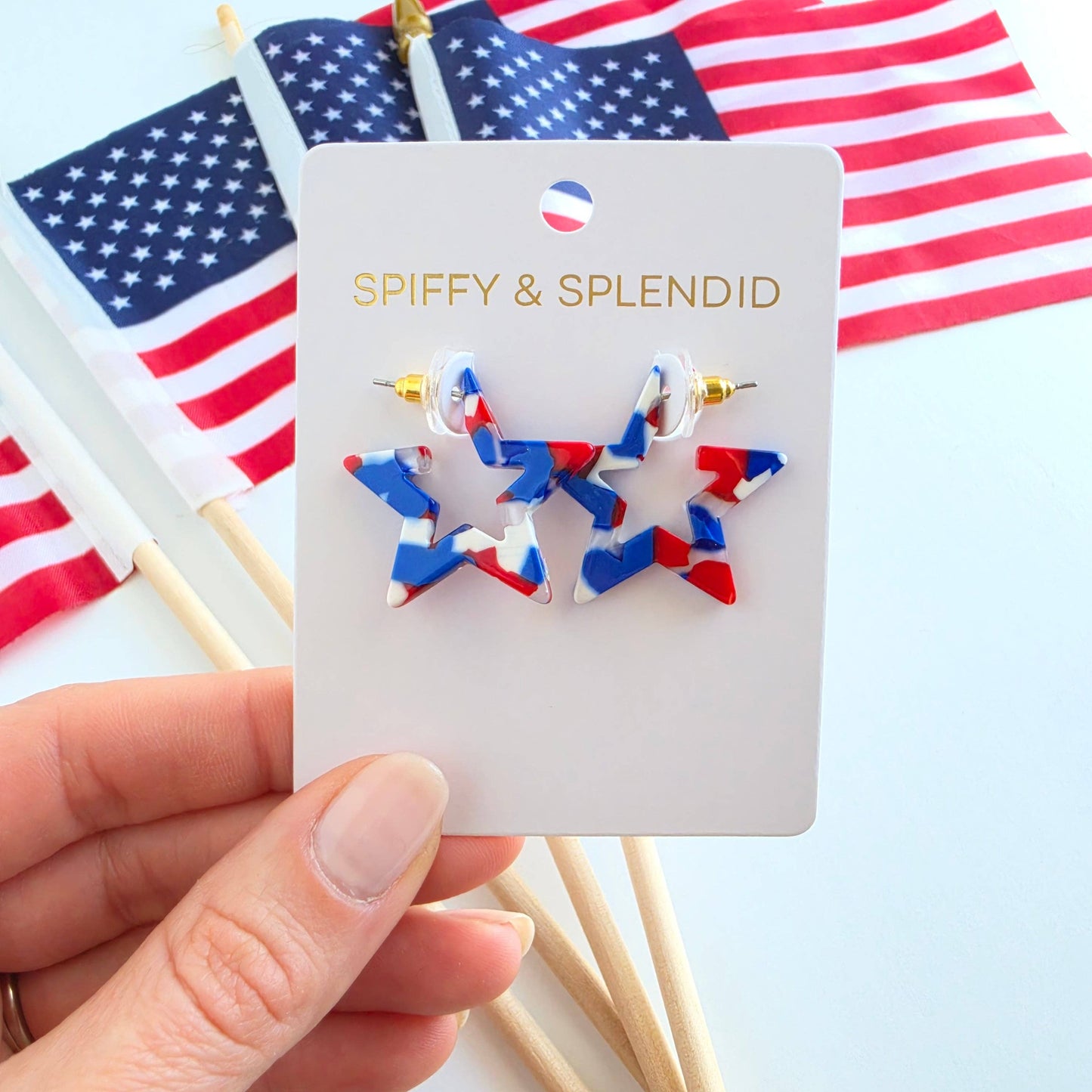 Mini Star Hoops - Red, White & Blue