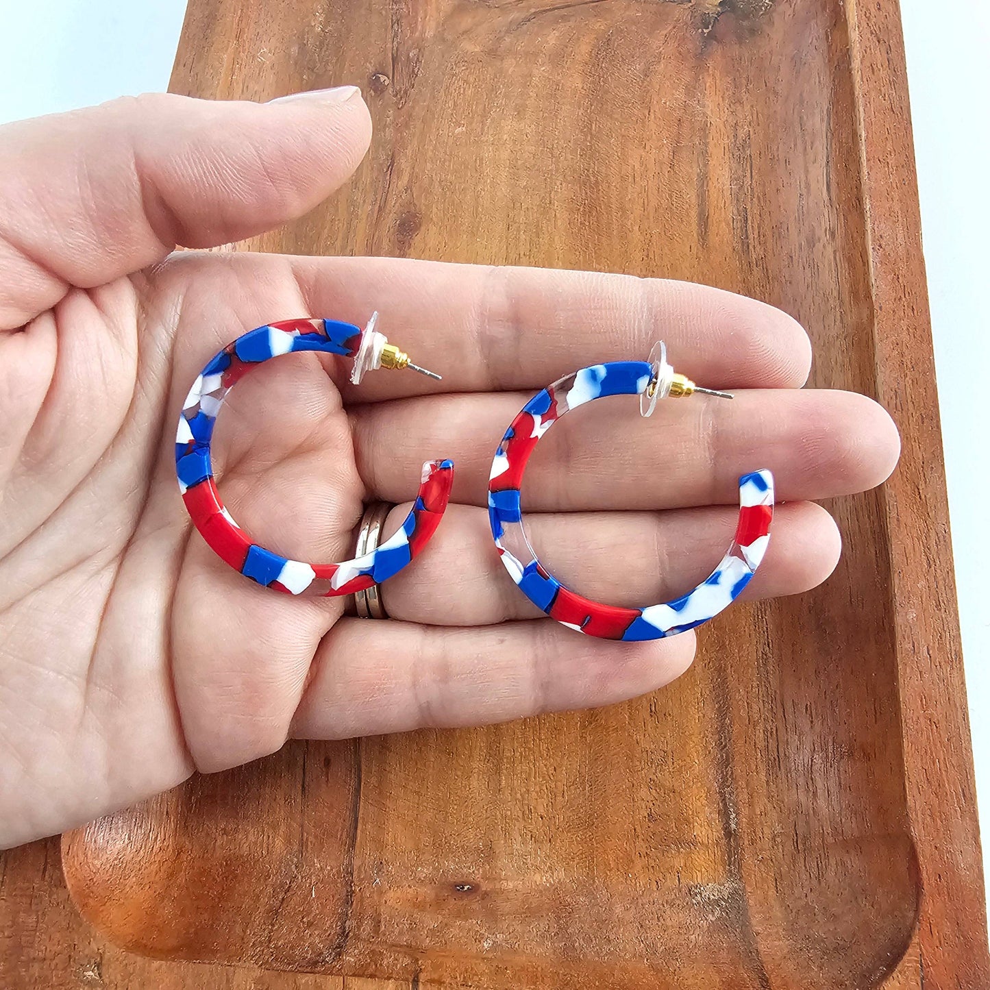 Camy Hoops - Red, White & Blue // Jewelry, Earrings, 4th of July