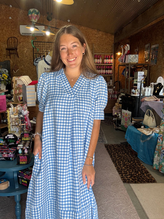 Gingham & Grace Dress in Blue