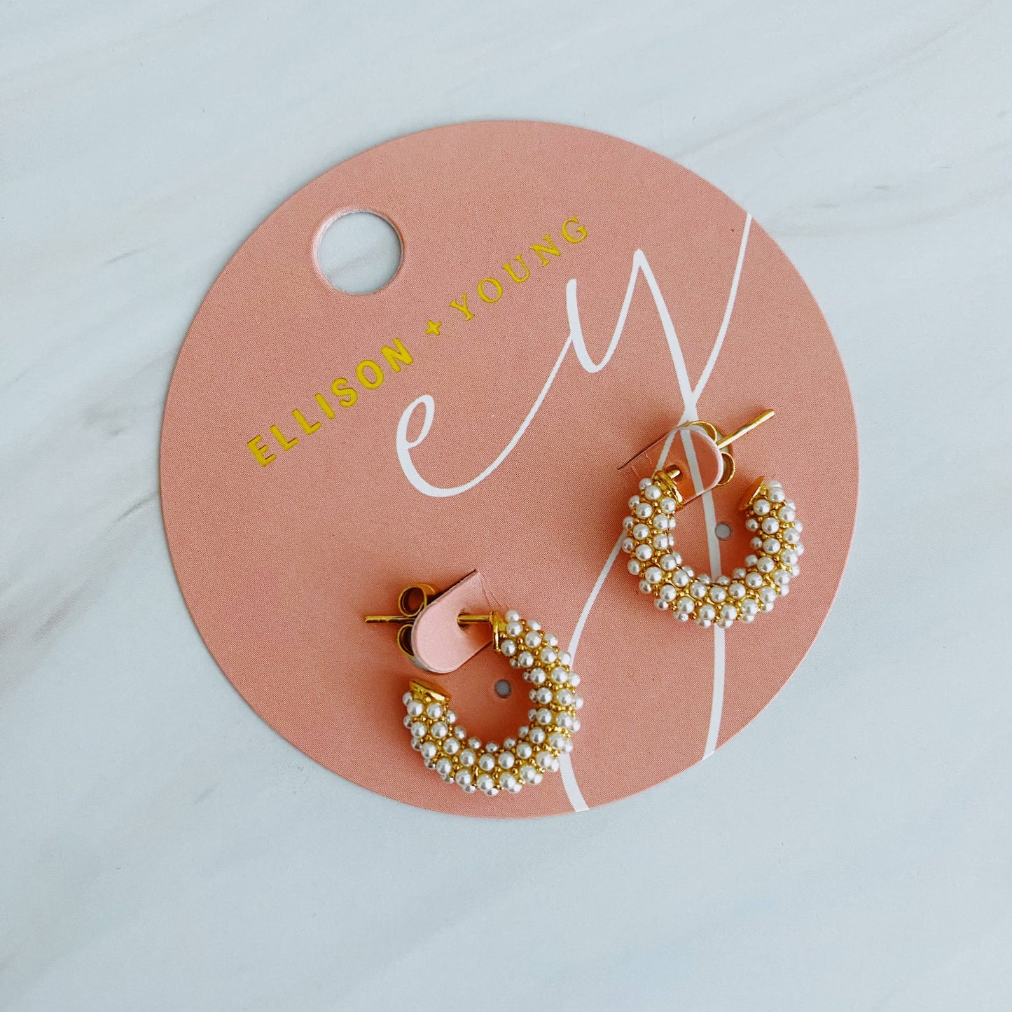 Mini Pearls Mini Hoop Earrings